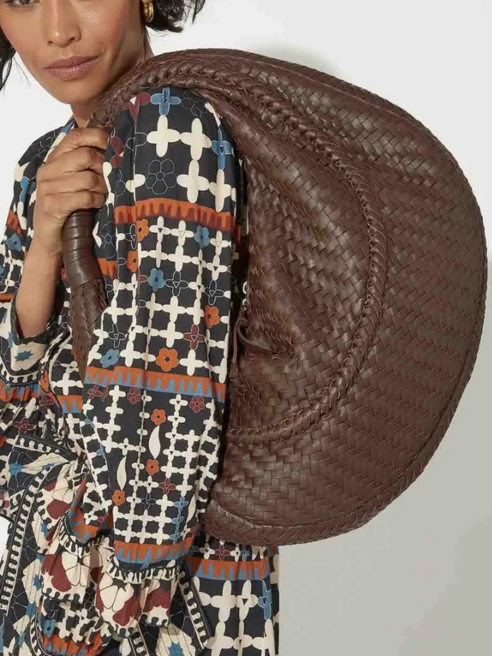 NWT Cleobella  Brown Woven Leather Hobo Bag